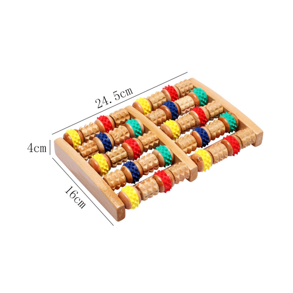 Wooden Foot Massage Roller in use
