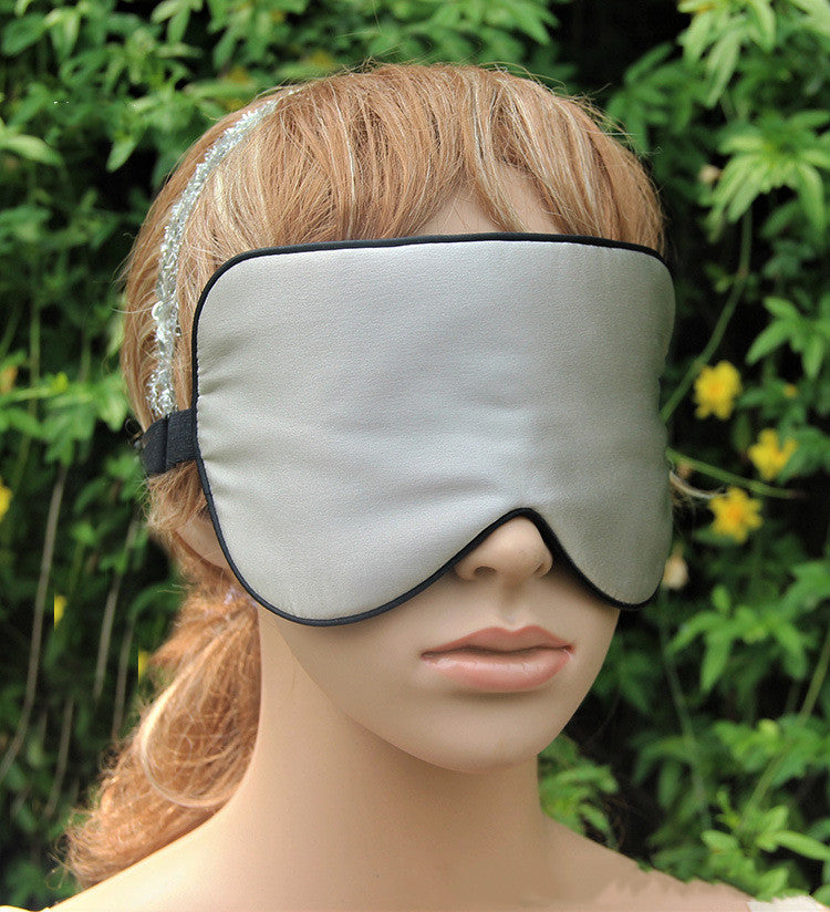 Champagne silk sleep mask worn