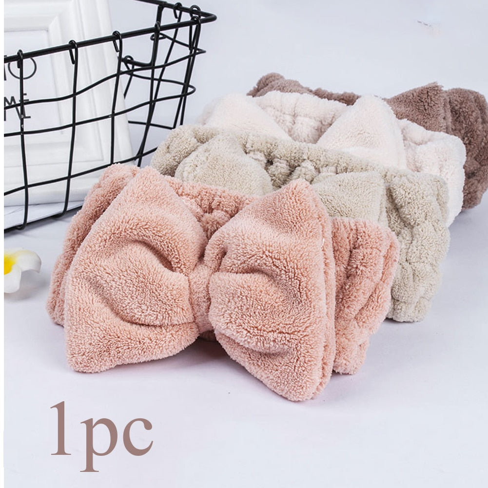Spa headband worn during skincare routine