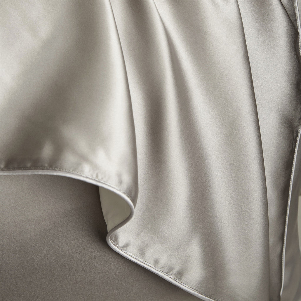 Close-up of smooth silk pillowcase fabric