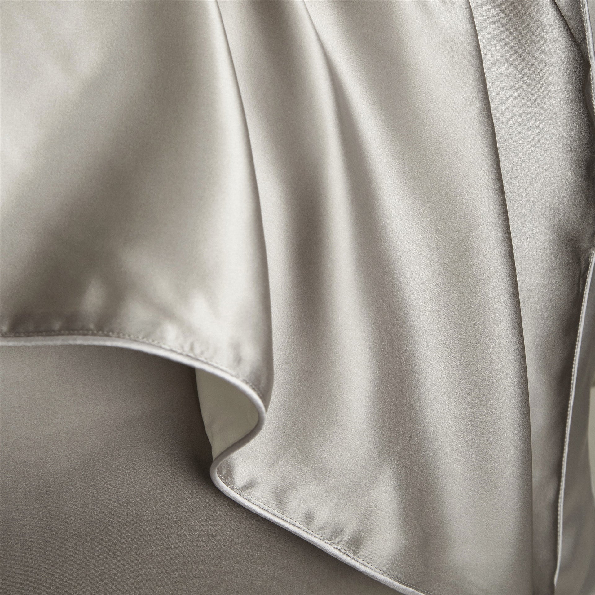Close-up of smooth silk pillowcase fabric