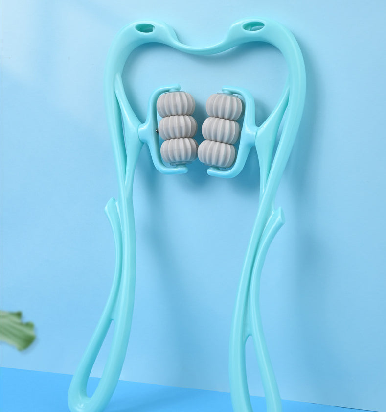 Ergonomic handheld neck roller massager