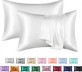 Silk-soft satin pillowcase pair in soft sage tone