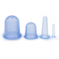 Silicone cupping therapy set — 4 blue cups in graduated sizes