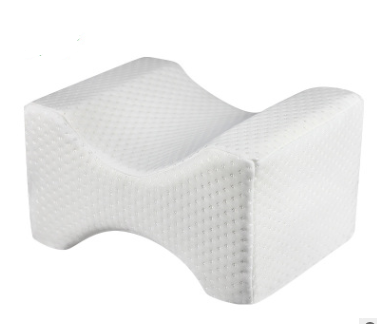 White contoured memory foam knee pillow