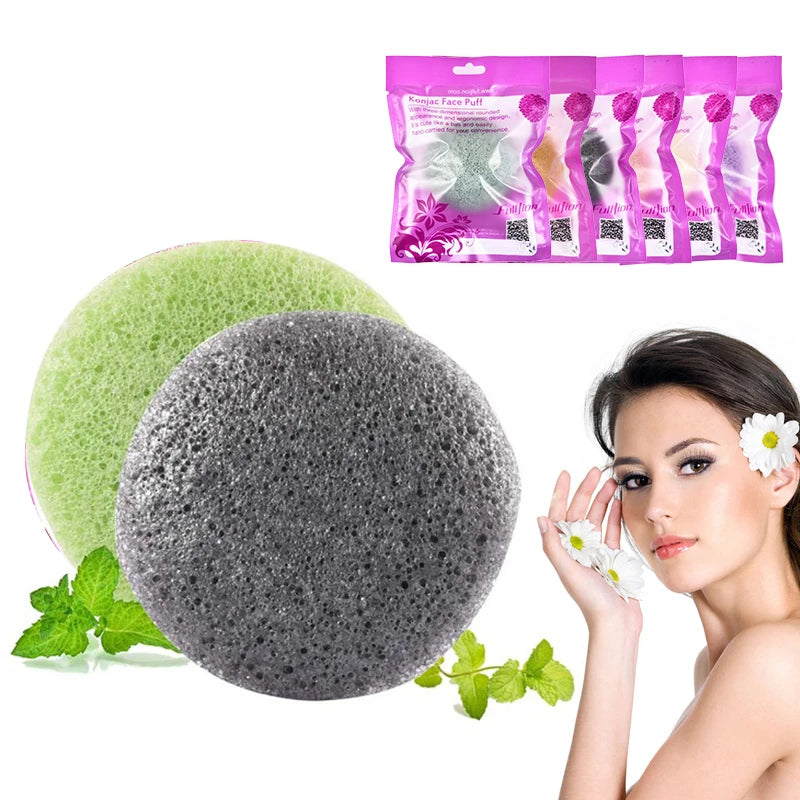 Konjac sponge held in hand