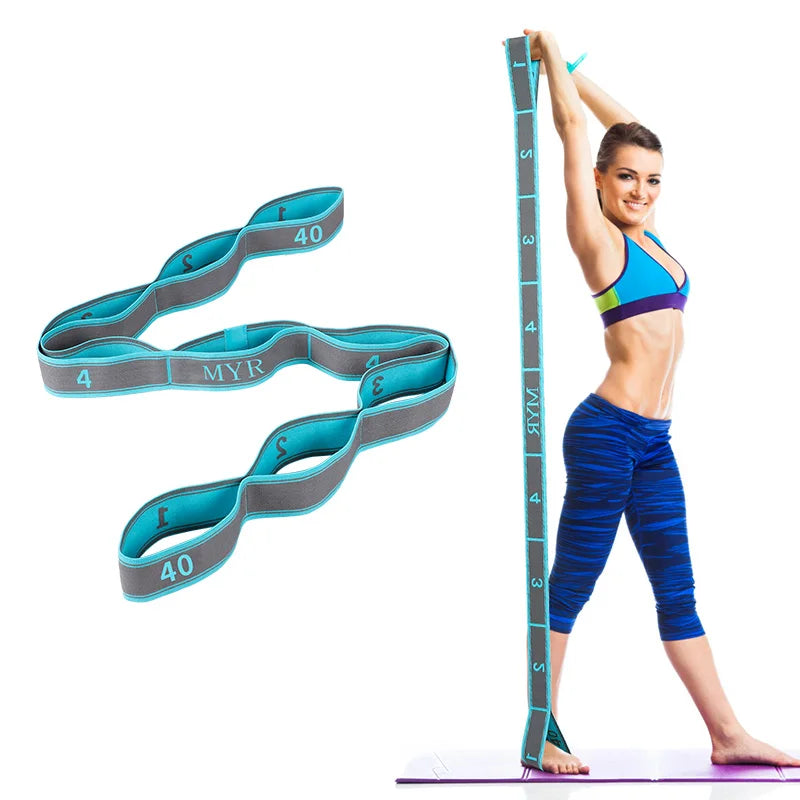 Stretching strap with numbered loops
